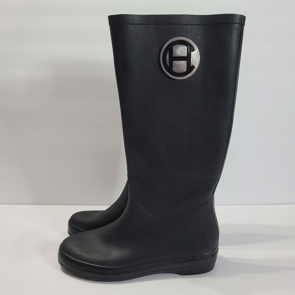 Cole Haan Nike Air Devyn knee high rain boots in all black size 7